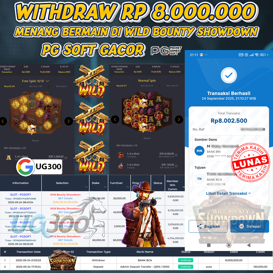 UG300 BERMAIN DI WILD BOUNTY SHOWDOWN JACKPOT  Rp.8,000,000- DI BAYAR TUNTAS